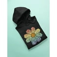 thumbnail image 3 of Smartprints Womens Graphic Hoodie Black - Pretty Rainbow-colored Flower Cotton Blend Classic Fit, 3 of 4
