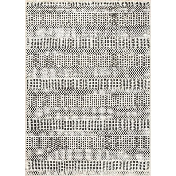 Ahgly Company Machine Washable Indoor Rectangle Industrial Modern Rice Beige Area Rugs, 2' x 5'