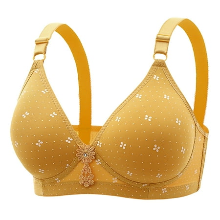 HYSYSB Sports Bras for Women balconette Bras for Women womens Bras No Underwire Full Support compression Bra underwear for Women Bikini Regular Absorbency Underwear seamless Yellow 40