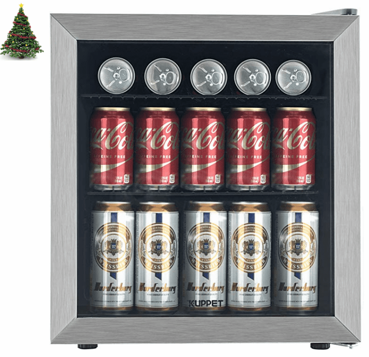 Kuppet 62 Can Beverage Cooler And Refrigerator Small Mini Fridge For Home Office Or Bar With Glass Door Adjustable Removable Shelves Perfect Soda Beer Wine Stainless Steel 1 6 Cu Ft