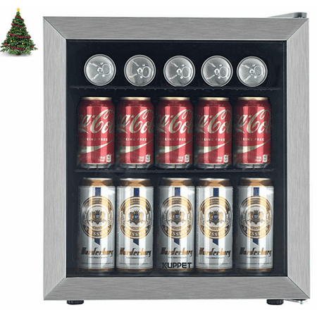 KUPPET 62-Can Beverage Cooler and Refrigerator, Small Mini Fridge for Home, Office or Bar with Glass Door and Adjustable Removable Shelves, Perfect for Soda Beer or Wine, Stainless Steel, 1.6 (Best Bar Fridge Australia)