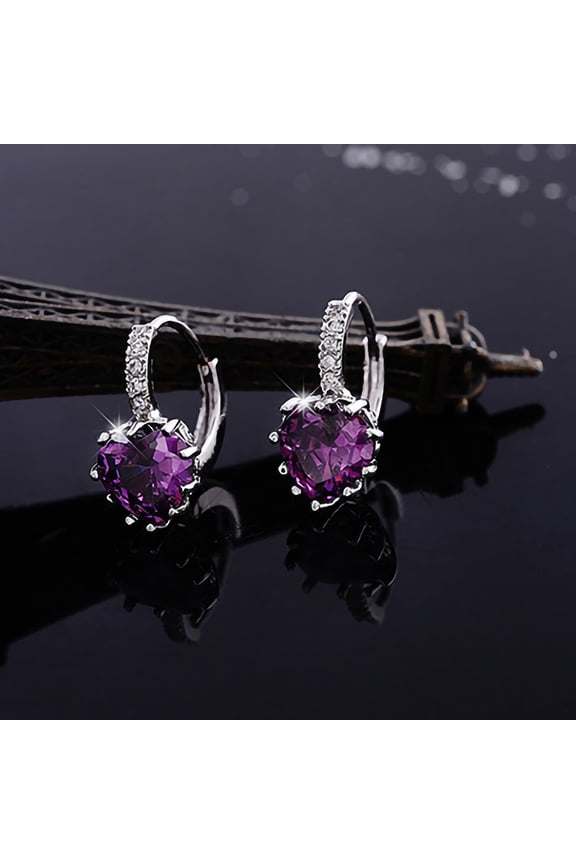 Earrings Rhinestone Inlaid Heart-shape Design Alloy Heart-shape Design Leaverback Earrings for Party