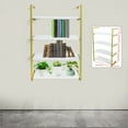 thumbnail image 2 of Fichiouy 4 Tiers Floating Shelves Wall Storage Shelves Wood Kitchen Organizer for Bedroom Gold 24" Wide, 2 of 6