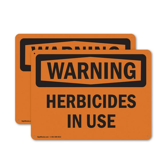 (2 Pack) Herbicides In Use OSHA Warning Sign 18 Inch X 12 Inch Plastic Sign, Weather Resistant, UV Protected for Workplace, Business, and Construction Site, Made in the USA