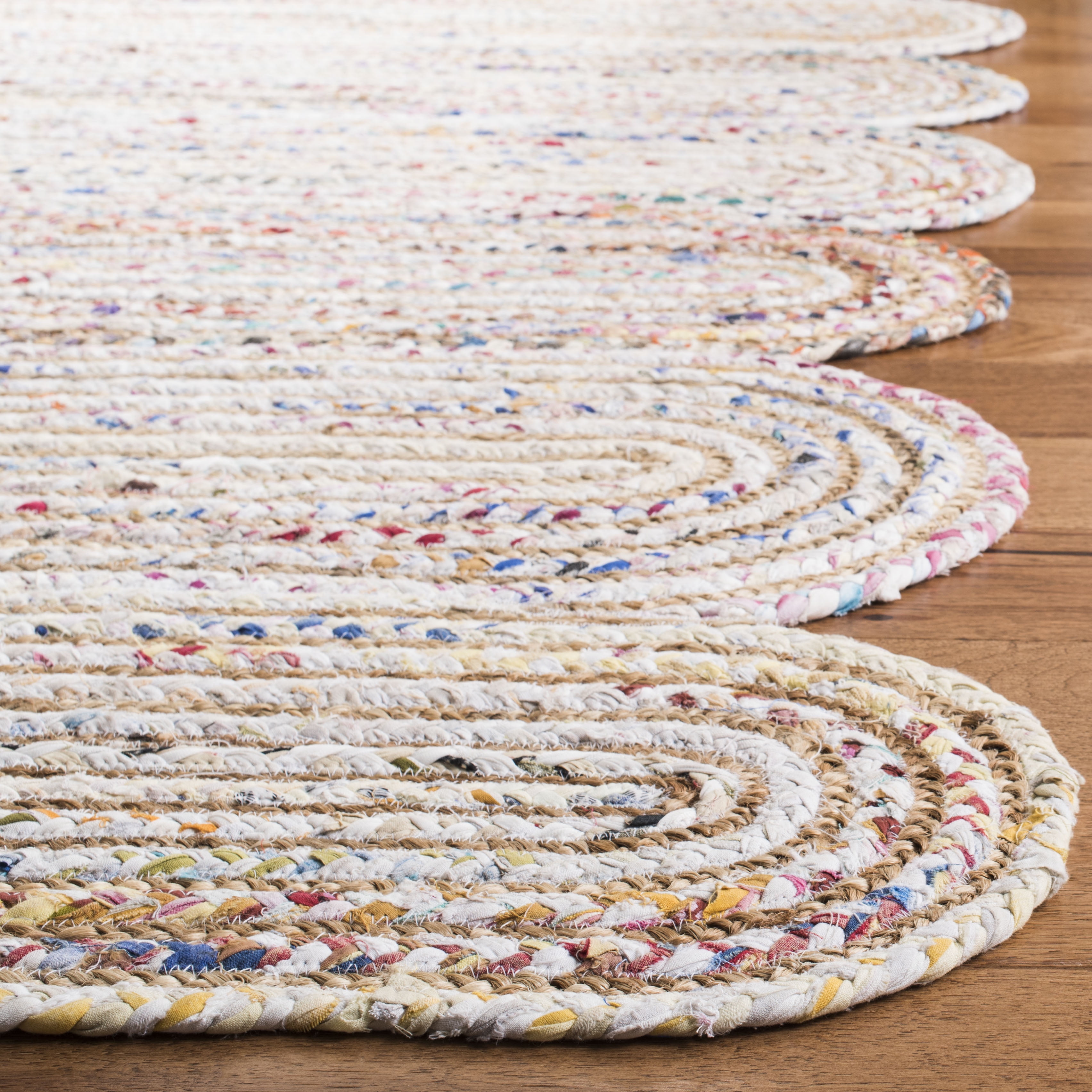 SAFAVIEH Cape Cod Nowell Striped Area Rug, Ivory/Multi, 6' x 6' Square