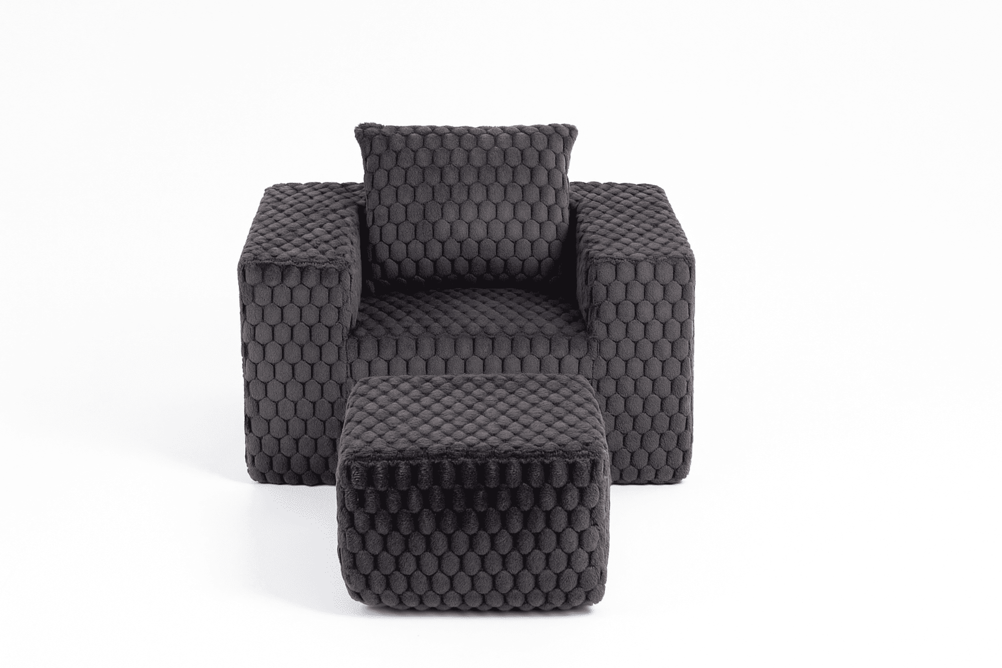 Lounge Sofa, Single Sofa, Boneless Chair with Ottoman and High Backrest, High-Density Foam Filled, No Assembly Required for Living Room, Compact Spaces, 43 Inch Wide, Black