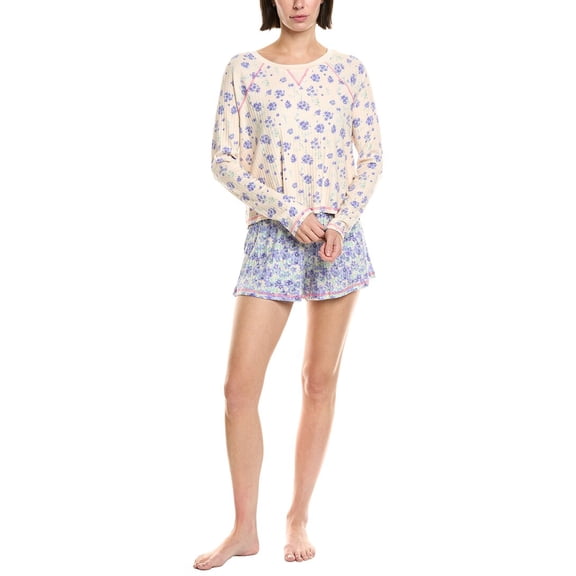 Honeydew womens 2pc Cuddle Crew Short Set, XL, Blue