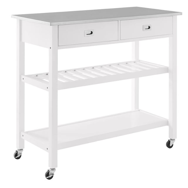 Crosley Chloe Stainless Steel Top Kitchen Cart in White