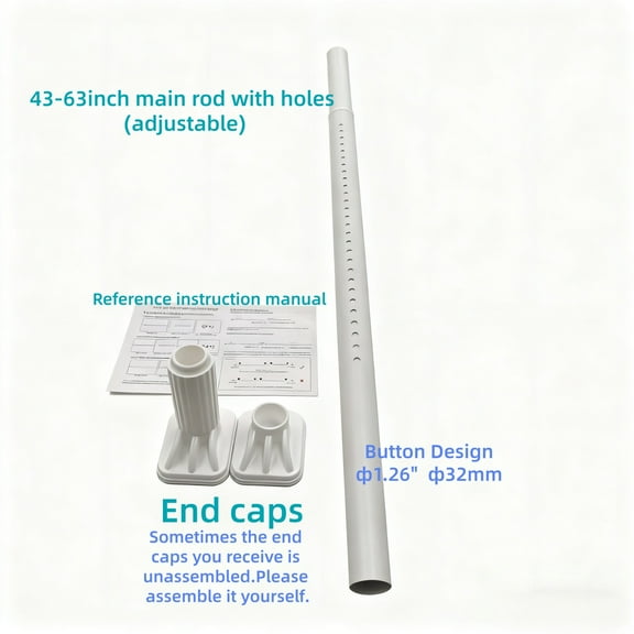 Room Divider Spring Tension Curtain Rod 43 to 63 inches,Adjustable Shower Curtain Rods,No Drilling,White