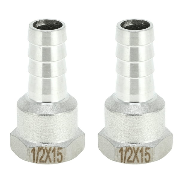 Accesorios de manguera en forma de espiga de acero inoxidable 304 Unique Bargains 19/32" OD 1/2" conector de rosca hembra para aire, agua, aceite, gas, combustible 2 piezas tono plateado