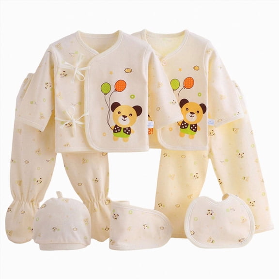 NOLDARES Preemie Newborn Baby Boy Girl Clothes Infant Clothing Romper Pant Outfits Set Layette Essentials 7 Pieces Set(A072-Yellow)