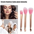 thumbnail image 3 of 6 Pcs Makeup Brush Set Contour Concealer Blush Artificial Fiber Metal Handle Rose Gold Tone Pink, 3 of 6