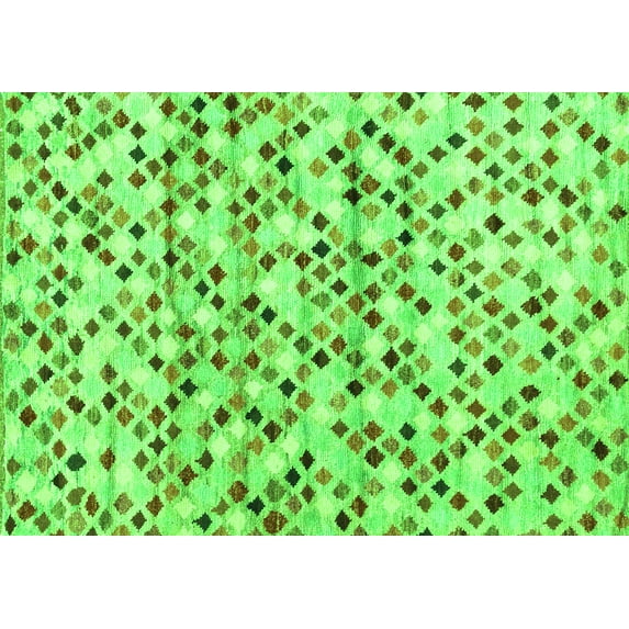 Ahgly Company Indoor Rectangle Abstract Green Contemporary Area Rugs, 5' x 7'
