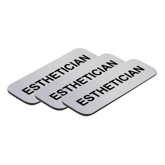 Esthetician 1 x 3" Name Tag/Badge, Silver, (3 Pack)