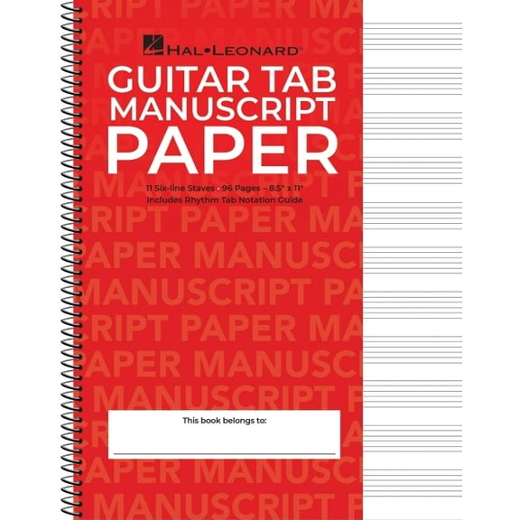 Guitar Tablature Manuscript Paper Wire-Bound Blank Sheet Music Book 11 Tablature Staves Per Page for Guitarists and Comp, (Spiral-Bound)