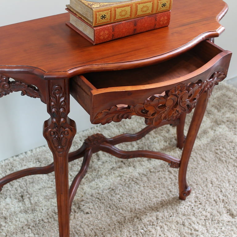 International Caravan Windsor Hand-Carved Half Moon Console Table International Caravan Windsor Hand-Carved Half Moon Console Table