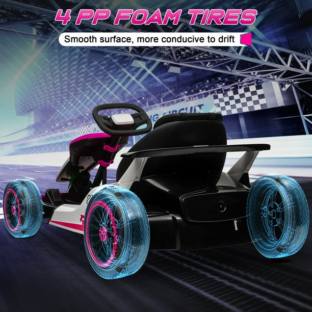 Joyracer, 24V Electric Go Kart, Pink, for Boys Girls Age 6-12