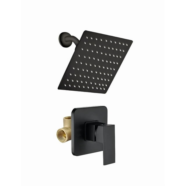 Xtellar 20cm Regadera Cuadrada Tipo Lluvia De Acero Kit Monomando Negro
