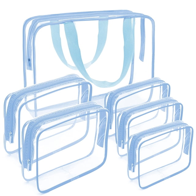 Set de bolsas de maquillaje APREUTY, PVC transparente, aprobado por la TSA, 6 unidades