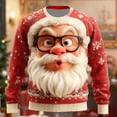 thumbnail image 2 of Gyexs Christmas Sweater Men Santa Party Funny 3D Graphic Long Sleeve Pullover Sweatshirts Crewneck Xmas Holiday Tops #12 Red & Size L, 2 of 4