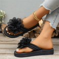 thumbnail image 4 of Women's Flower Flip Flops Flat Open Toe Summer Beach Casual Footwear Black 36, 4 of 6