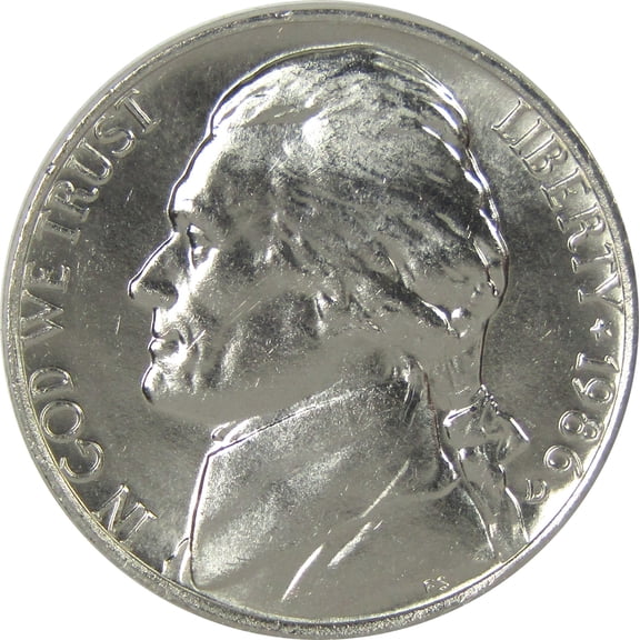 1986 D Jefferson Nickel Uncirculated 5c Coin