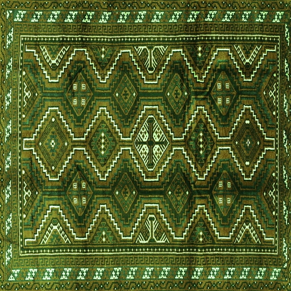 Ahgly Company Indoor Square Persian Green Traditional Area Rugs, 8' Square