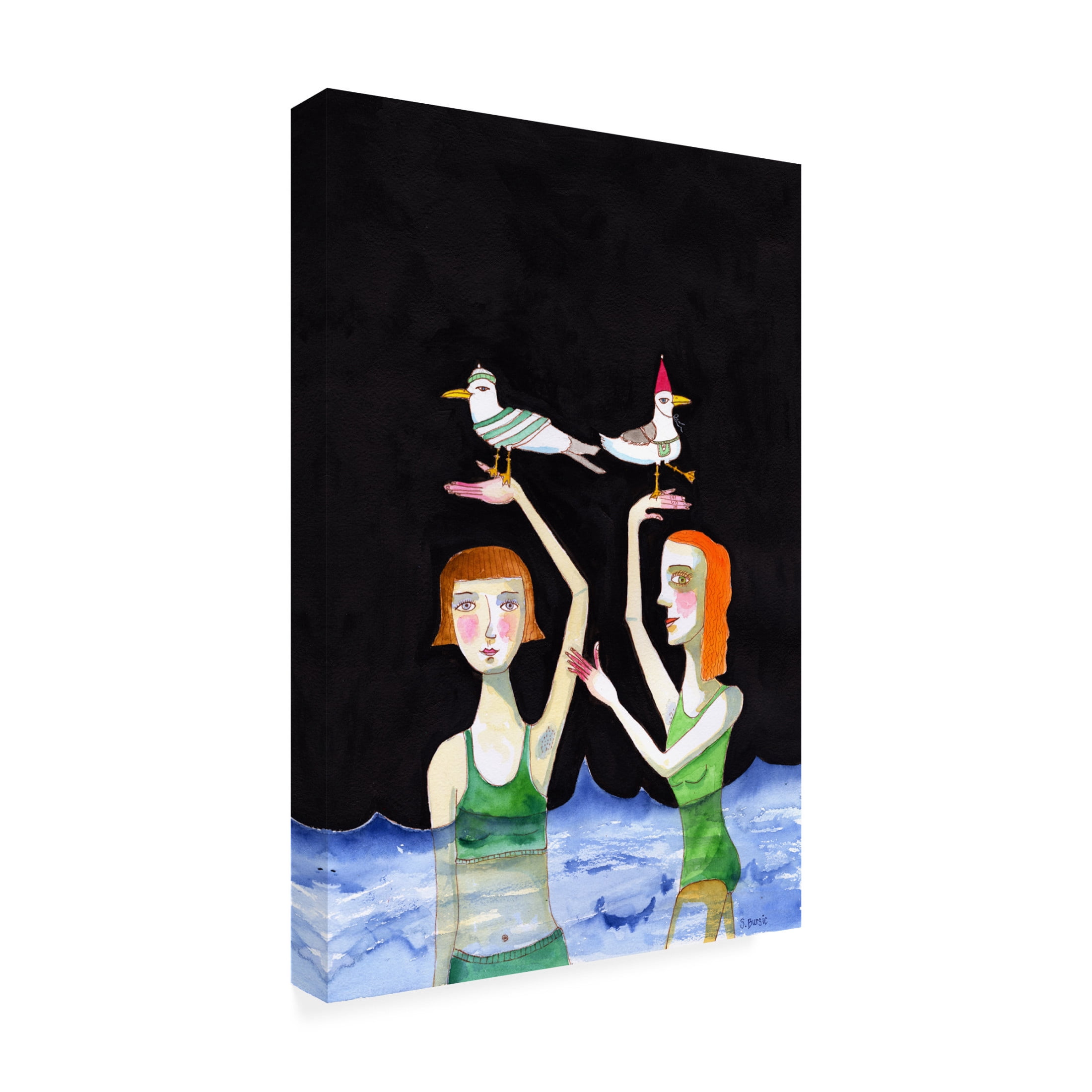 Trademark Fine Art Sharyn Bursic  Best Friends Swimming with birds Canvas Wall Art