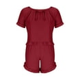 thumbnail image 4 of hotojiny Womens Pajama Sets 2 Piece Outfit Cute Ruffle Short Sleeve Sleep Shirt and Drawstring Pj Bottoms Soft Summer Loungewear, 4 of 6