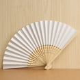 thumbnail image 2 of 30/20/10 Pack Hand Held Fans White Silk Bamboo Folding Fans Handheld Folded Fan for Wedding, Party, DIY Decoration, 2 of 9
