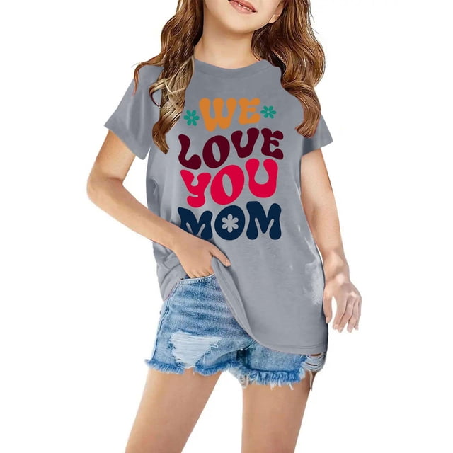 Mefallenssiah T-Shirts pour Enfants Manches Courtes T-Shirt Graphique Col Rond Crop top pour Filles et Garçons de 3 à 14 Ans