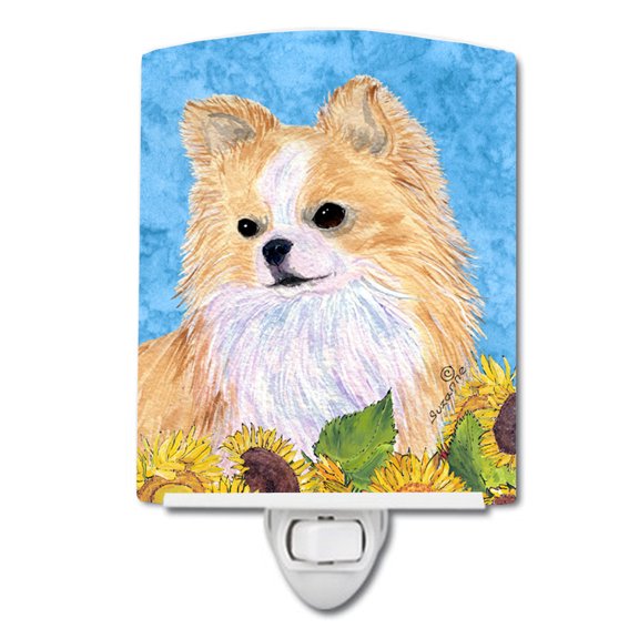 Caroline's Treasures SS4242CNL Chihuahua in Summer Flowers Ceramic Night Light, 6x4x3", multicolor