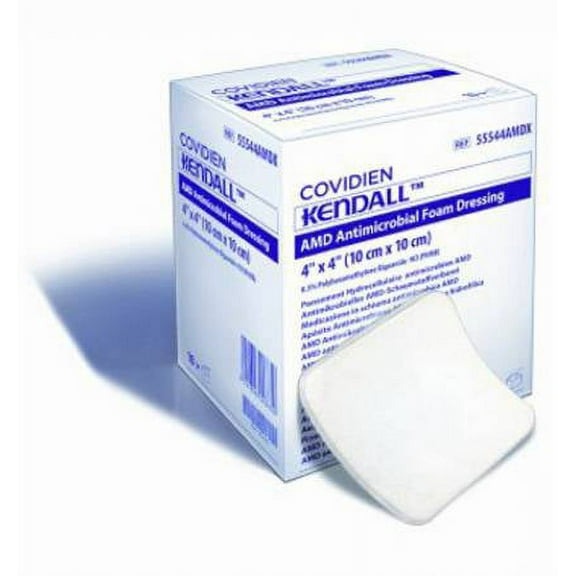 Kendall AMD Foam Dressing Antimicrobial Polyurethane 4'' x 8'' Sterile - 1 Each