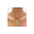 thumbnail image 2 of RYLOS Necklace Yellow Gold Plated Silver HaloStyle Necklace Gemstone &  Diamonds Pendant 18" Chain 12X10MM Peridot August Birthstone Womens Jewelry Silver Necklace, 2 of 7