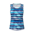 thumbnail image 3 of Picia Ice Blue Stripes Pattern Women's Workout Tank Top,Breathable Activewear,Slim Fit Athletic Top,Versatile Workout Moisture-wicking top-Medium, 3 of 9