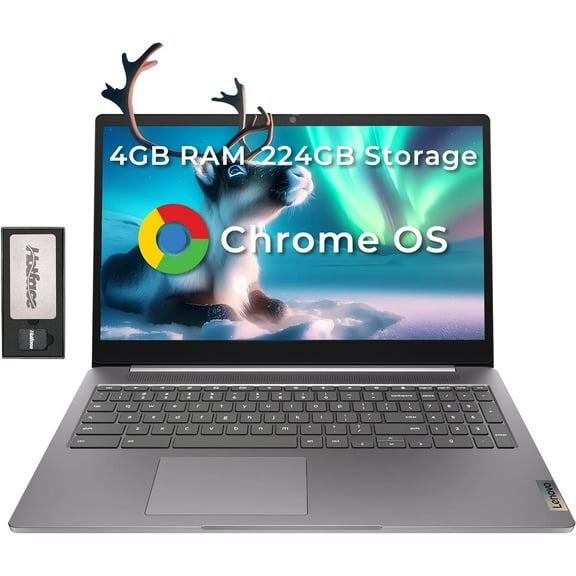Lenovo IdeaPad 3 15.6" FHD Laptop for Students & Business, Intel Celeron N4500, 4GB RAM, 224GB Storage(64GB eMMC+160GB Docking Station Set), Intel UHD Graphics, Num Pad, Webcam, Chrome OS, Artic Grey