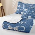 thumbnail image 4 of Manfei 3D Cartoon Shell Print Quilt Full,Ribbon Dreamy Bowtie Full Bedspread Sets,3pcs,1 Coverlet and 2 Pillowcases, 4 of 7