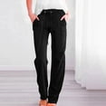 thumbnail image 2 of Seductiva Women's Casual Pants Linen Pants Women Summer Wide Leg Pants Drawstring Elastic Waist Pants High Waisted Pants Casual Beach Trousers Business Work Casual Pants, 2 of 5