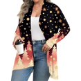 thumbnail image 2 of Women's Fall and Winter Fashion Casual Print Long Sleeve Mid-Length Cardigan Jacket, Christmas Theme for Holiday Season,Khaki,3XL, 2 of 6
