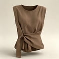 thumbnail image 6 of FchengtaiS Womens Cotton Linen Tank Tops Wrap Tie Knot Sleeveless Crew Neck Shirts Casual Summer Beach Going Out Tops, 6 of 7