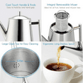 thumbnail image 5 of Easyworkz Stainless Steel Double Wall 34 oz Tea Pot with Removable Tea Infuser, Perfect for Brewing Your Favorite Tea, Chrome, 5 of 8