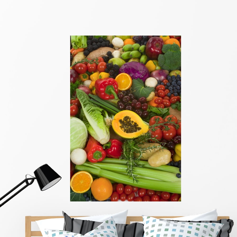 Vegetables and Fruits Wall Mural Decal by Wallmonkeys Vinyl Peel and