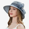 thumbnail image 2 of Fgnfyis Women's Hats Dress Hat with Wide Leaf Flower Bridal Shower Net Sun Hats for Beach and Outdoor Grey_002, 2 of 7