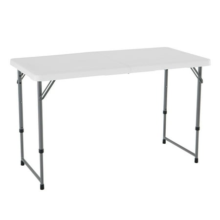 Lifetime Height Adjustable Folding Utility Table  48 by 24 Inches  White Granite