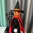 thumbnail image 4 of Wadada 14Inch Halloween Xmas Pumpkin Elf Plush Stuffed Doll,Handmade Pumpkin Elf Toy with Black Hat,White Gloves,Dresses,and Cape for Halloween and Autumn Harvest Holiday Tabletop Home Decorations, 4 of 5