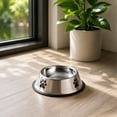thumbnail image 4 of Stainless Steel Non Tip Dog Bowl,Pet Food and Water Bowl with Slip Resistant Rubber Base,Easy Clean Metal Feeding Dish for Dogs and Cats,Beige, 4 of 6