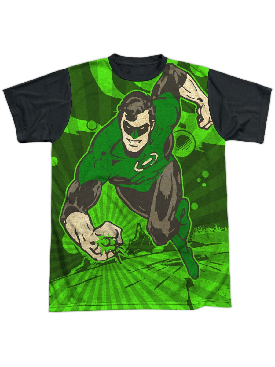 DC Comics Green Lantern Classic Image Running Adult Black Back TShirt