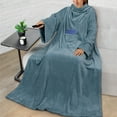thumbnail image 6 of PAVILIA Wearable Blanket with Sleeves for Adult Women Men, Cozy Fleece Warm Wrap Throw Blanket with Arms, Pocket, Gifts for Christmas, Wife, Light Blue, 6 of 9
