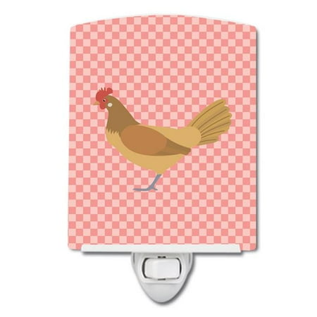 

Frisian Friesian Chicken Pink Check Ceramic Night Light