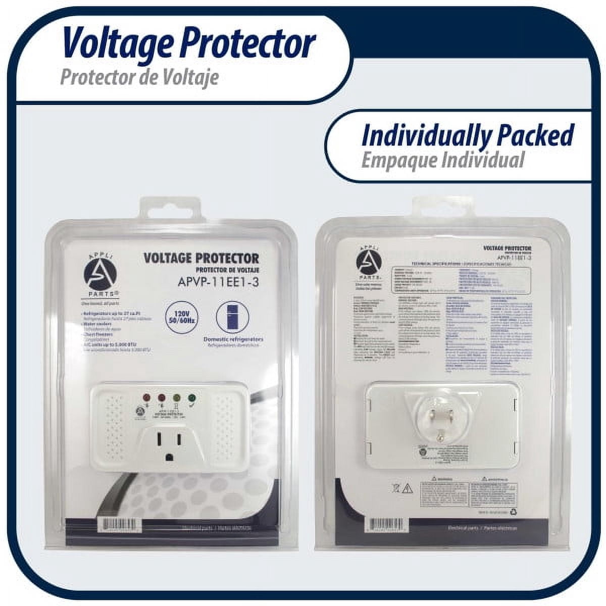 Appli Parts APVP-11EE1-3 120 V Voltage Surge Protector for Refrigerators, 50/60 Hz, 12 A, 140 joules, regulator with time delay works with all electronic appliance brands